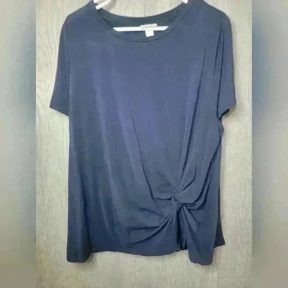 Ava & Viv navy blue blouse with knot ruching. Size 1X - Picture 1 of 5